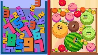 🔢 Numeric Fusion Merge Numbers Puzzle VS 🍉 Fruit Clash Watermelon Gameplay 🎮