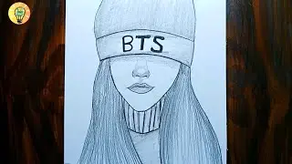 How to Draw a BTS Fan Girl || Easy BTS Fan Drawing for Beginners || Pencil Sketch Idea