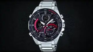 Edifice Casio Tough Solar Analog Black Red Dial Men's Watch 