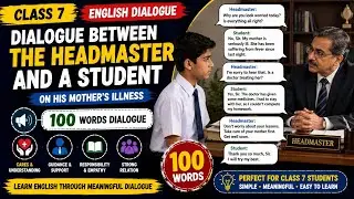 Write a dialogue in 100 words between the Headmaster and a student on his mother's illness //Class 7
