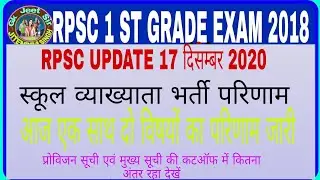 Rpsc 1st grade 2018 final result out//school lecturer exam 2018 final result& cut off//RPSC UPDATE