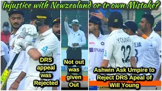DRS appeal of Will Young Rejected by Umpire on Ashwins Order  Ind vs NZ Ist Test Day 4  Ashwin Angry