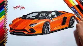 Drawing a Lamborghini Aventador in Orange Colour || SWAY || Step By Step Drawing