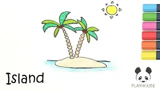 Drawing an Island with Panda Playhouse | Simple Art for Kids | Fun with Colors