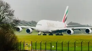Shocking Airbus A380 Takeoff in Heavy Rain | Engine Power Turns Runway White 🌧️✈️