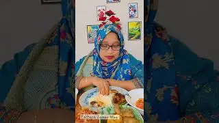 I eat fried chicken, brinjal and pulao..