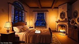 vintage oldies playing in another room and it's snowy | warm crackling fireplace for relax, sleep