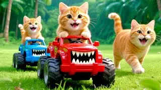 Kittens Ride Monster Tractor🚜👹 | Mama Cat Trims Fur on the Farm and Makes Tiger Hat