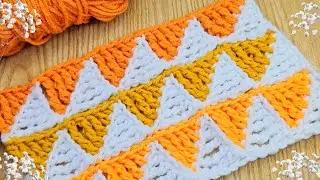 Crochet Trident Stitch Pattern For Pro Beginners||One Row Repeated||Step By Step Explained