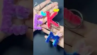 Fuzzy Wire Letter Keychains ✨💜 #youtubeshorts #diy #diyaccessories #handmade