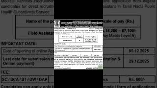 TN MRB Field Assistant Recruitment 2025 | 41 Vacancy | Eligibility, Salary, Apply Online | #TNGovt