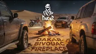 Dakar Rally Night Campfire 🔥 Fire and Desert Ambience + Distant Passing Cars