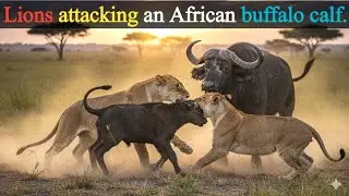 Lionesses Attack Calf| Brave African Cow Saves Her Baby |Lionesses attacked african cows, the Animal