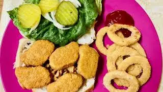 &ldquo;Chickenless nuggets, fries and rings&rdquo; #plantbased #vegan