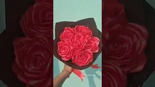 Red ribbon rose bouquet 💐 Dm for order #ribbonrose #bouquet #fyp