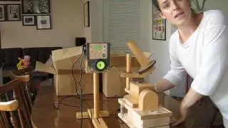 Nancy's Knit Knacks Electronic yardage meter set up with Ball Winder