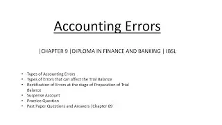 Accounting And Auditing I Chapter 9 I IBSL I Diploma in Banking and Finance