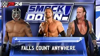 WWE 2k24 - Rey Mysterio vs Triple H vs Undertaker: Falls Count Anywhere Match at Smackdown 