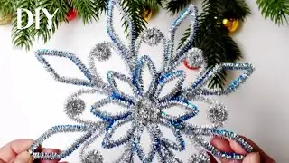 ☃️Christmas snowflakes.❄️DIY Christmas decor.❄️ Snowflakes made from chenille  stems/pipe cleaners.