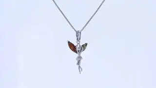 Peora Baltic Amber Sterling Silver Fairy Pendant Necklace SP 11800