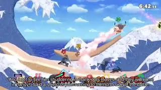 Wavedash Daisy on Boxing Ring picking up Mr. Saturn Super Smash Brothers Melee
