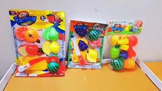 Unboxing and Review of Realistic Sliceable Cutting Play Kitchen Toy with Fruits, Vegetables, Knife,