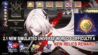 HSR 2.1 New Simulated Universe World 9 Difficulty 4 E0S1 Acheron Showcase - New Relics Reward
