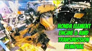 Снятие двигателя и трансмиссии полного привода Honda Element (вид от первого лица)