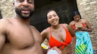 Kay finally gets in the pool