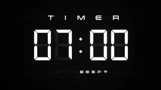 7 Min Digital Countdown Timer with Simple Beeps ⚪️