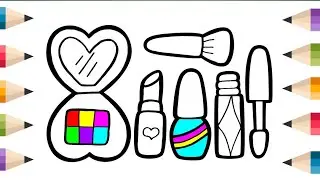 Step by Step Makeup Kit Drawing and Coloring for Kids | Easy & Fun | make up kit| Drawing 🎨🎨🎨