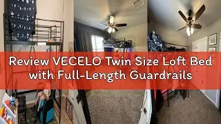 Review VECELO Twin Size Loft Bed with Full-Length Guardrails and Removable Ladder, Heavy-Duty Metal