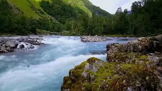 Beautiful turquoise stream in Norway Glacier Kjenndalsbreen 10 hours white noise For Sleep