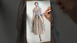 How to paint Dior fashion illustration #howtopaint #fashionsketch #watercolorpainting #shortsvideo