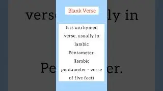 Blank Verse || Literary Terms || English Literature #tgtpgtenglish #literaryterms #ytshorts #shorts