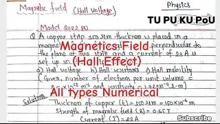 Hall voltage, Hall resistance Numerical Magnetic field Lecture-2 Physics numerical BE Civil PU TU