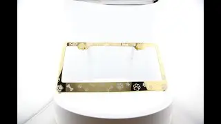 Gold Stainless Paw & Bone License Plate Frame &ndash; Laser Etched Pet Design