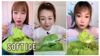 ASMR : Heavy Matcha Powder| Crushed ice|Soft ice| Hard ice|White Ice eating|V-Good Crunchy Ice