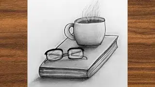Easy Still Life Drawing Tutorial | Pencil Drawing of a Cup & a Glasses on a Book