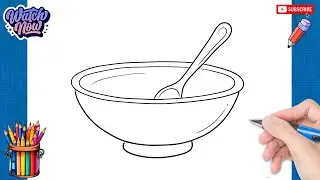 How to draw Mixing Bowl - Kitchen Utensils Drawing