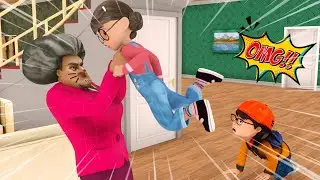 Nick and Tani Funny Prank Paint On Miss T's Face Look like a Kitten  - Scary Teacher 3D Animation