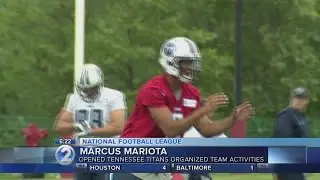 Mariota hits field for first day of Titans organized training activities