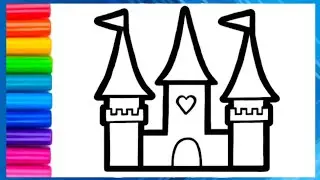 Cute Castle, Baby Bedroom Drawing Painting Colouring for kids, Toddlers || Easy step by step Drawing