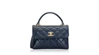 Chanel Lambskin Trendy CC Small Top Handle Flap Bag Navy Blue