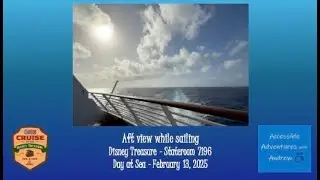 Disney Treasure aft view stateroom 7196 Day at Sea February 13, 2025
