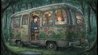 Rain Outside, Warm Inside Our Little Mobile Home  Ghibli Inspired Cozy Video