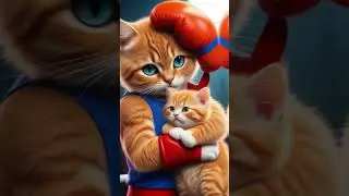 buff anthropomorphic cat wearing red boxing gloves  #usacats #cats #catlover