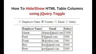 how to hide and show table column checkbox in jquery 3.3.1