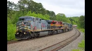 KCSM Grey AC44CW 4574 Leads CSX Q542-22 with CitiRail ES44AC & CSX YN2 GP38-2 - 4/23/2018
