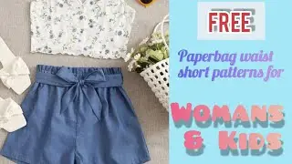 Paperbag waist short with side pockets sewing tutorial with free pattern for woman & kids